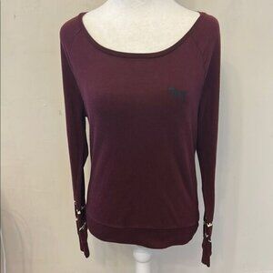 Pink burgundy long sleeve tee with animal print Size XS EUC